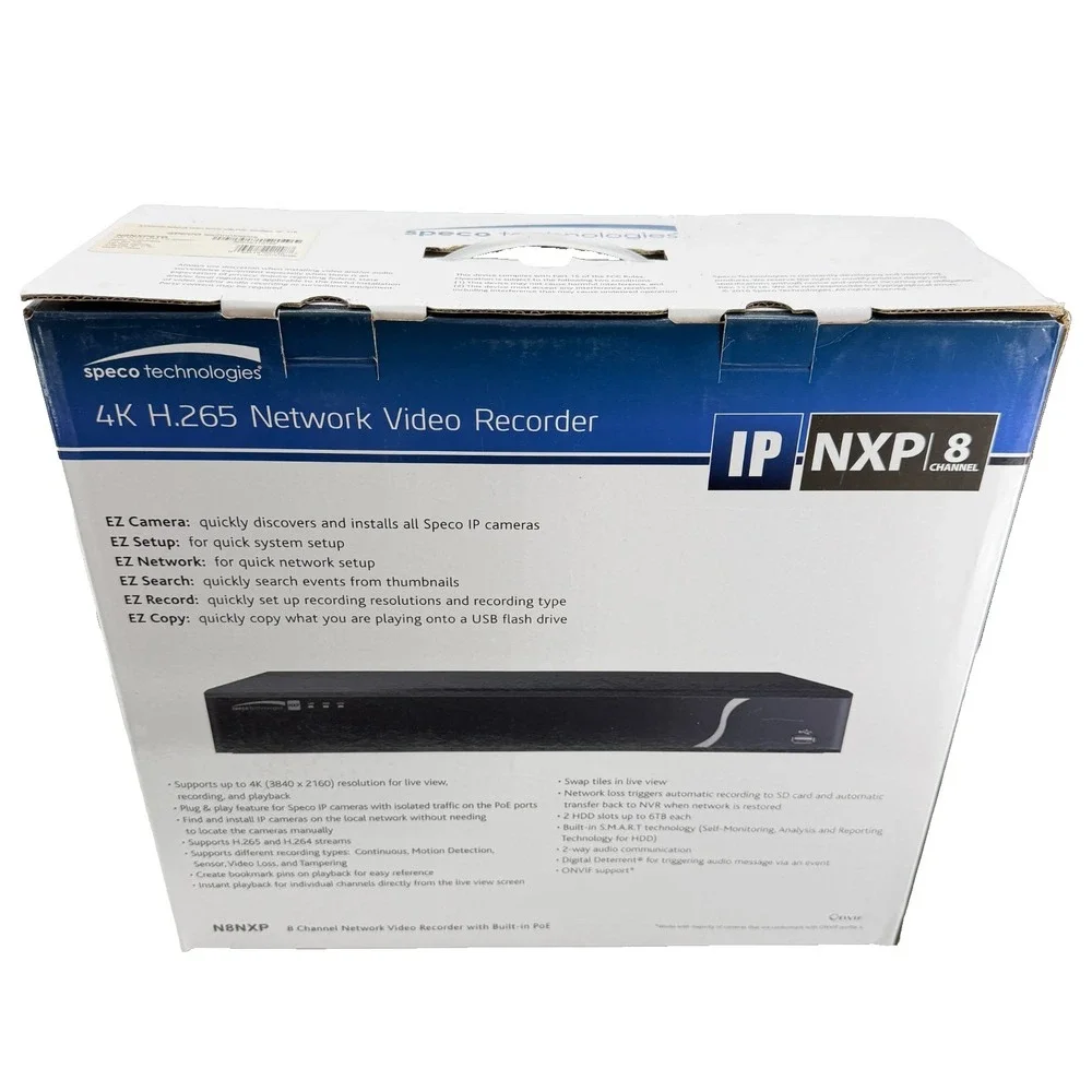 Speco N8NXP6TB - Network Video Recorder 4K Video 6TB Hard Drive 8 Channel